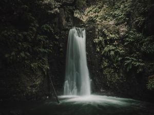 Preview wallpaper waterfall, cliff, water, stream, nature