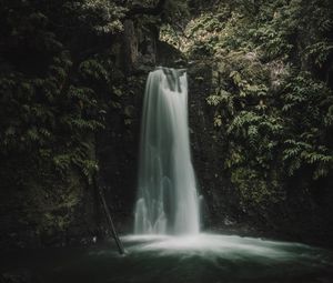 Preview wallpaper waterfall, cliff, water, stream, nature