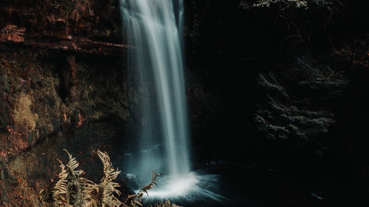 Wallpaper waterfall, cliff, water, stream, nature