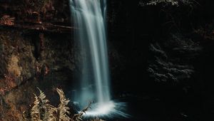 Preview wallpaper waterfall, cliff, water, stream, nature