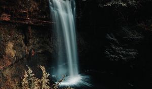 Preview wallpaper waterfall, cliff, water, stream, nature