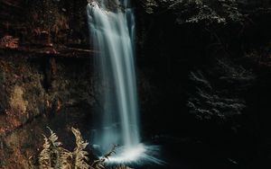 Preview wallpaper waterfall, cliff, water, stream, nature