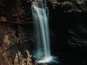 Preview wallpaper waterfall, cliff, water, stream, nature