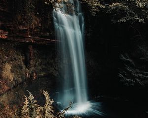 Preview wallpaper waterfall, cliff, water, stream, nature