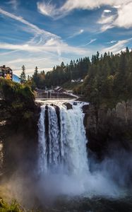 Preview wallpaper waterfall, cliff, water, spray, landscape