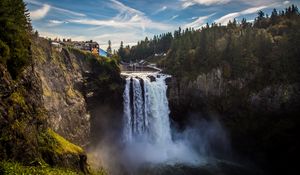 Preview wallpaper waterfall, cliff, water, spray, landscape