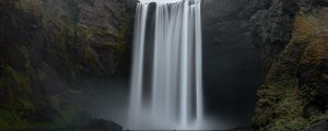 Preview wallpaper waterfall, cliff, water, river, shore