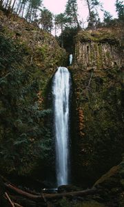 Preview wallpaper waterfall, cliff, water, stream, nature