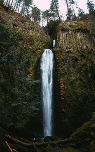 Preview wallpaper waterfall, cliff, water, stream, nature