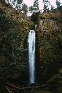 Preview wallpaper waterfall, cliff, water, stream, nature