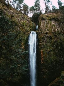 Preview wallpaper waterfall, cliff, water, stream, nature