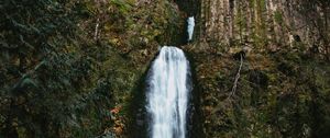 Preview wallpaper waterfall, cliff, water, stream, nature