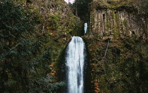 Preview wallpaper waterfall, cliff, water, stream, nature