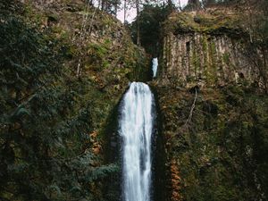 Preview wallpaper waterfall, cliff, water, stream, nature