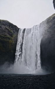 Preview wallpaper waterfall, cliff, water, spray, river