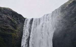 Preview wallpaper waterfall, cliff, water, spray, river
