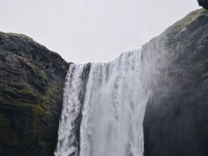 Preview wallpaper waterfall, cliff, water, spray, river