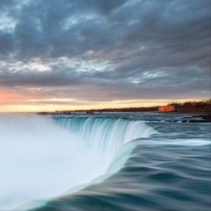 Preview wallpaper waterfall, cliff, water, nature