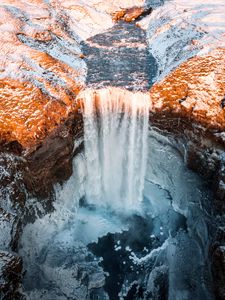 Preview wallpaper waterfall, flow, ice, break, snow