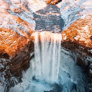 Preview wallpaper waterfall, flow, ice, break, snow