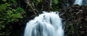 Preview wallpaper waterfall, flow, river, cliff, water, stones