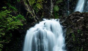 Preview wallpaper waterfall, flow, river, cliff, water, stones