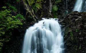 Preview wallpaper waterfall, flow, river, cliff, water, stones