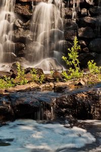 Preview wallpaper waterfall, foam, river, mountains