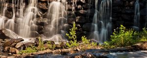 Preview wallpaper waterfall, foam, river, mountains