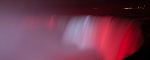 Preview wallpaper waterfall, fog, backlight, red, dark