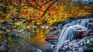 Preview wallpaper waterfall, forest, river, nature
