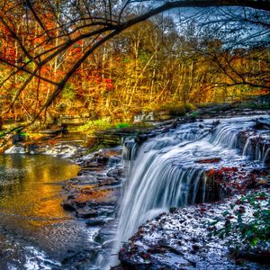 Preview wallpaper waterfall, forest, river, nature