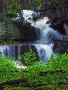 Preview wallpaper waterfall, forest, vegetation, nature