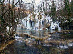 Preview wallpaper waterfall, france, cascade des truffes les planches, nature