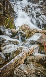 Preview wallpaper waterfall, freezing, ice, icicles, rocks