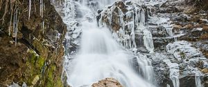 Preview wallpaper waterfall, freezing, ice, icicles, rocks