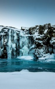 Preview wallpaper waterfall, frozen, ice, snow, winter