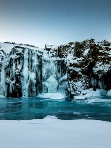 Preview wallpaper waterfall, frozen, ice, snow, winter