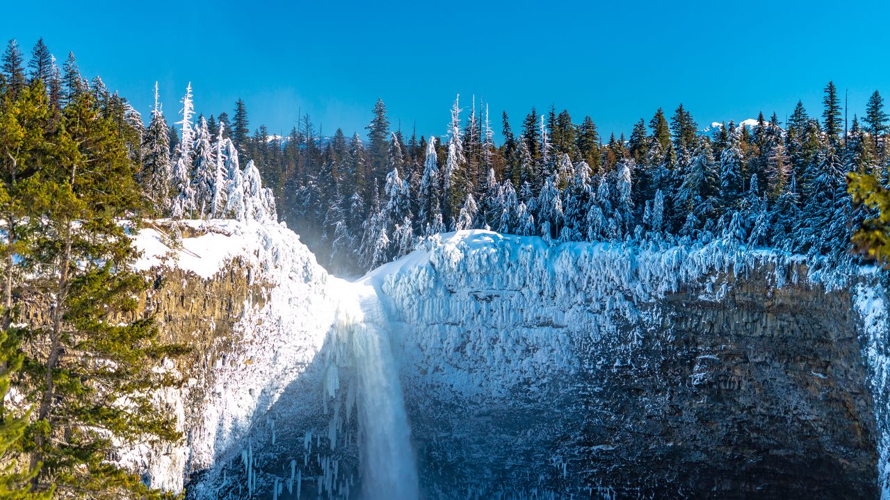 Wallpaper waterfall, frozen, ice, landscape, winter