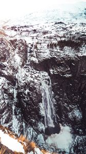 Preview wallpaper waterfall, frozen, snow, cliff, landscape, winter