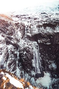 Preview wallpaper waterfall, frozen, snow, cliff, landscape, winter