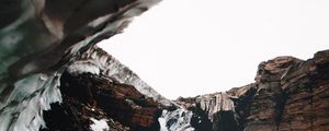 Preview wallpaper waterfall, gorge, snow, rocks