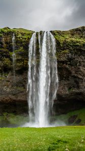 Preview wallpaper waterfall, grass, nature, landscape
