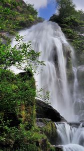 Preview wallpaper waterfall, grass, trees