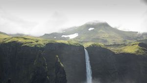 Preview wallpaper waterfall, hill, rocks, water, stream