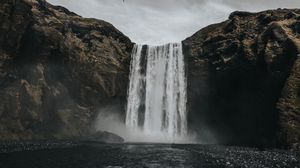 Preview wallpaper waterfall, hills, river