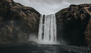 Preview wallpaper waterfall, hills, river