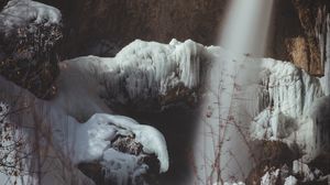 Preview wallpaper waterfall, ice, rocks, frost, winter