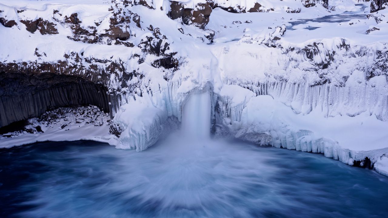Wallpaper waterfall, iceberg, snow, ice