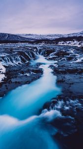 Preview wallpaper waterfall, iceland, current, snow